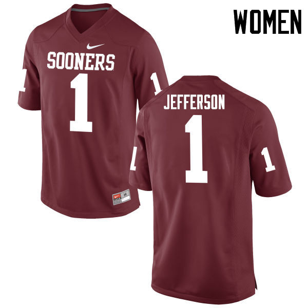 Women Oklahoma Sooners #1 Tony Jefferson College Football Jerseys Game-Crimson